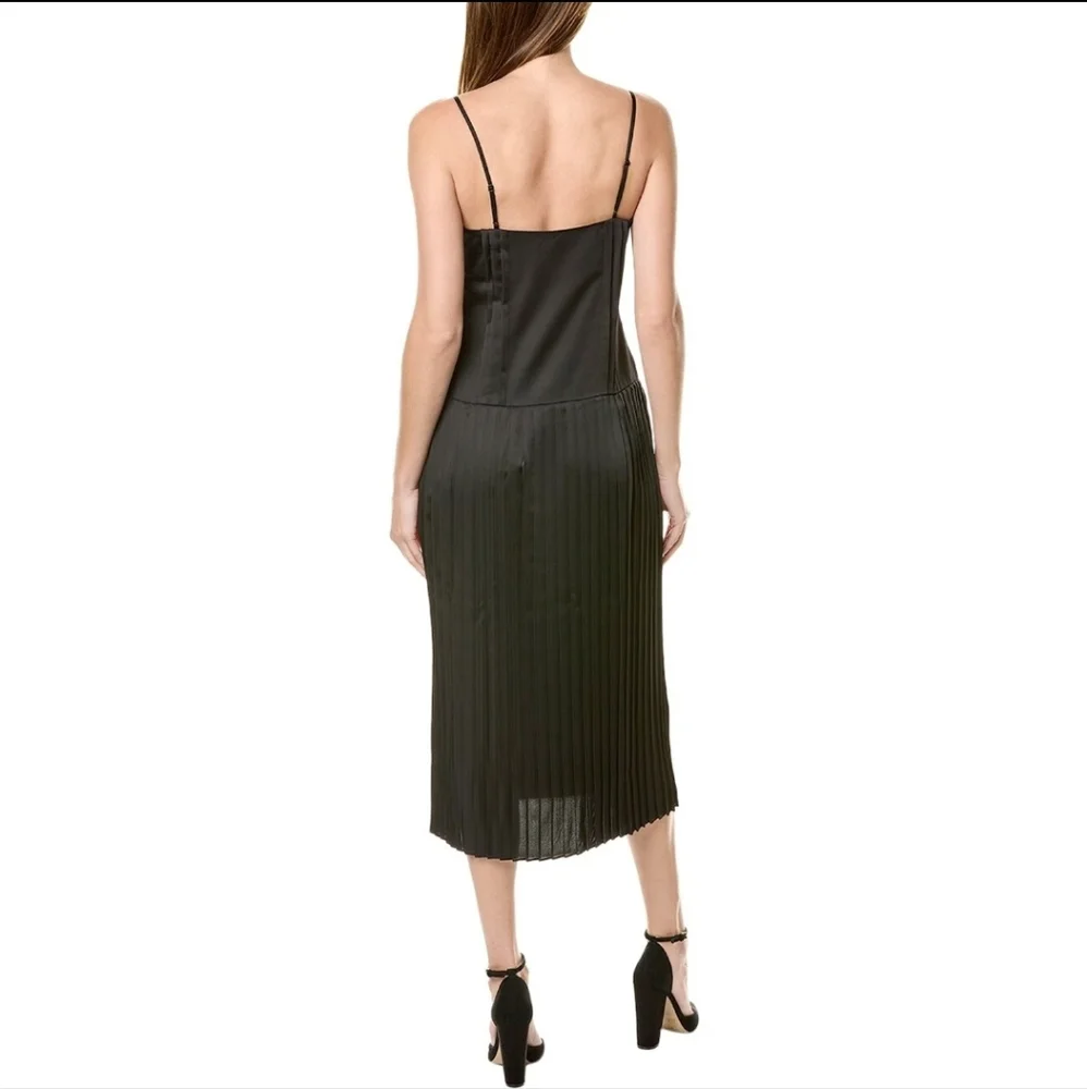 Rebecca Taylor Satin Pleated Slip Dress Black Size 8